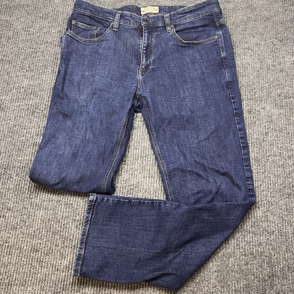 Orvis‎ Canvas Pants Men 35x30 Blue Jeans 5 Pocket Straight Leg Cotton Stretch